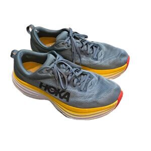 HOKA Bondi 8 Men’s Size 12 – Gray/Yellow – Great Condition